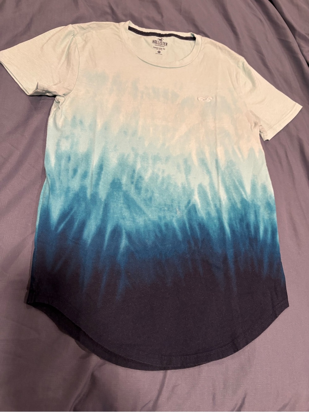 Hollister Light Blue Curved Hem Crew Tee